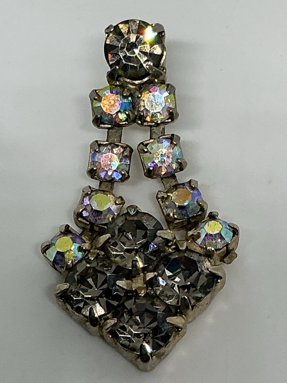 Vintage Smoky & Aurora Borealis Rhinestone Lapel Pin